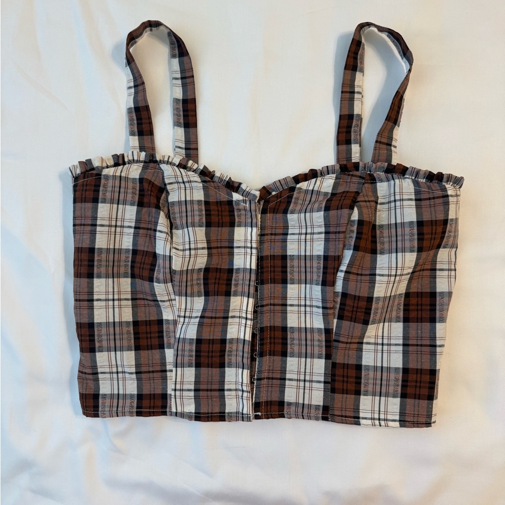 Liberty Love Brown and Black Plaid Top